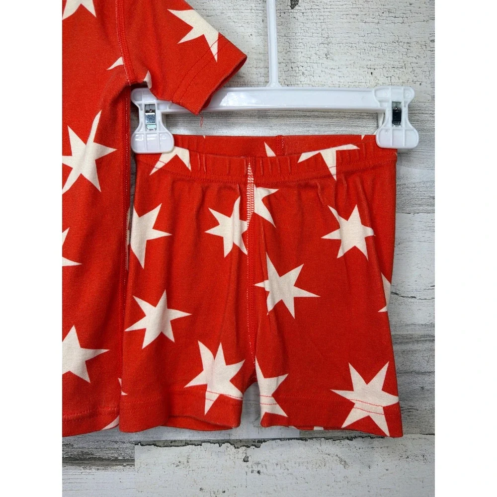 Hanna Andersson Pajama Set Boys 4 Orange Star Organic Cotton Shortie EUC